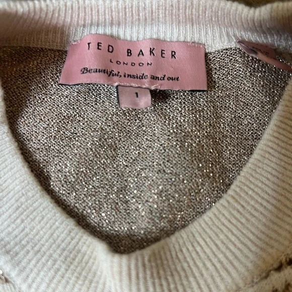 Ted Baker Namel Rose gold and pink metallic sweater size 1 - Picture 2 of 8
